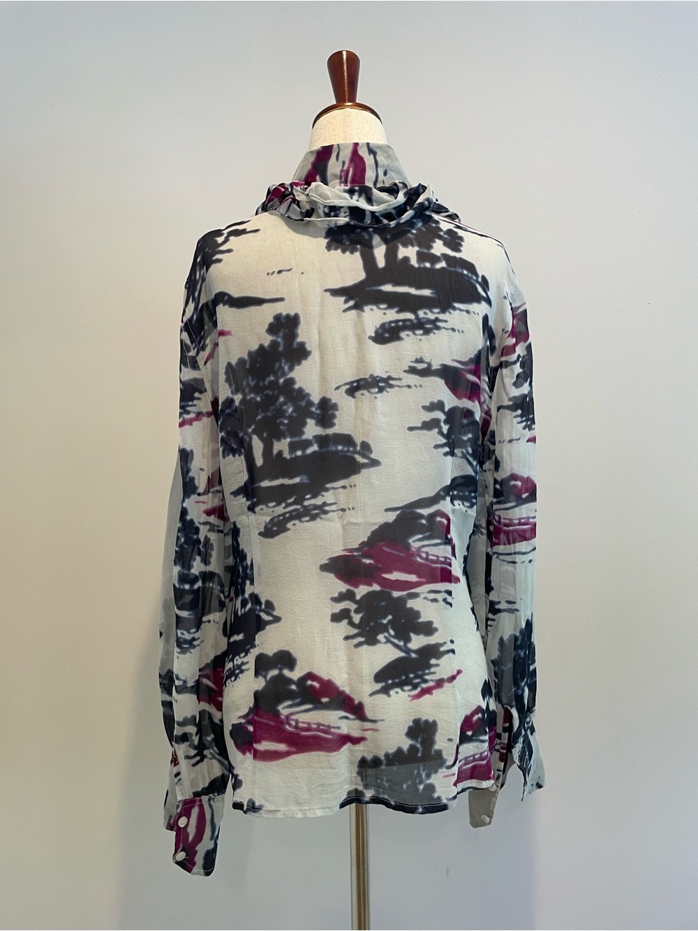 100% Silk Ideology Long Sleeve Button Down Top with Scarf EUC - size Large - Picture 3 of 5